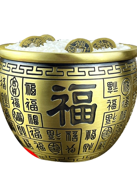 黄铜小招财缸零钱缸米缸摆件全黄铜器聚宝盆家居百福缸装饰工艺品