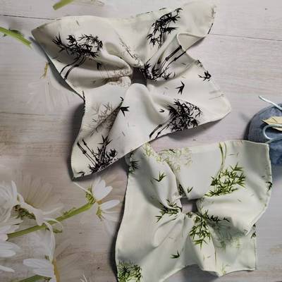 新款国风竹叶书法方形发圈