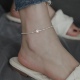 碎银脚链女2023新款 潮高级感轻奢小众珍珠波光粼粼脚环925银