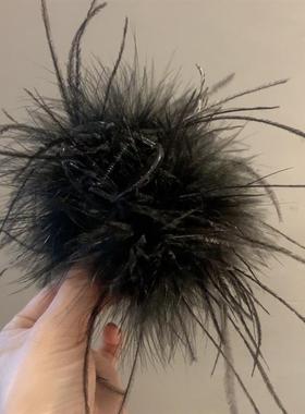 2025新款羽毛抓夹6厘米小号黑色羽毛夹显发量高马尾夹半扎披发卡