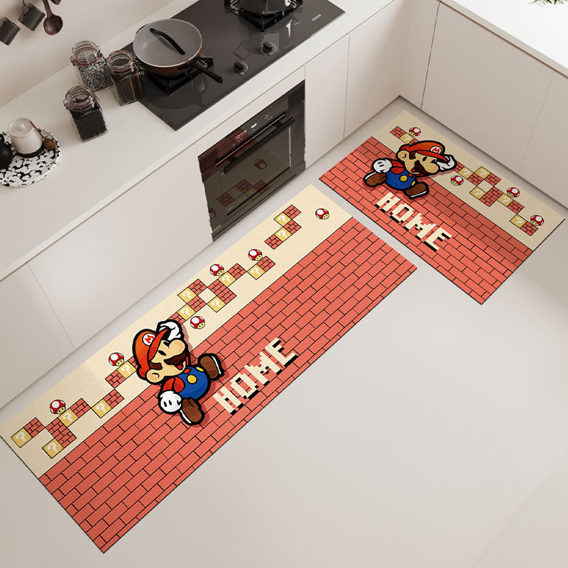 马里奥卡通厨房专用地垫进门耐脏脚垫家门口吸水吸油防滑可擦地垫,居家布艺,入户地垫,淘宝优惠券,粉丝福利购,淘宝优惠卷