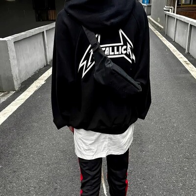 亮叔自主ess老复线卫衣连帽