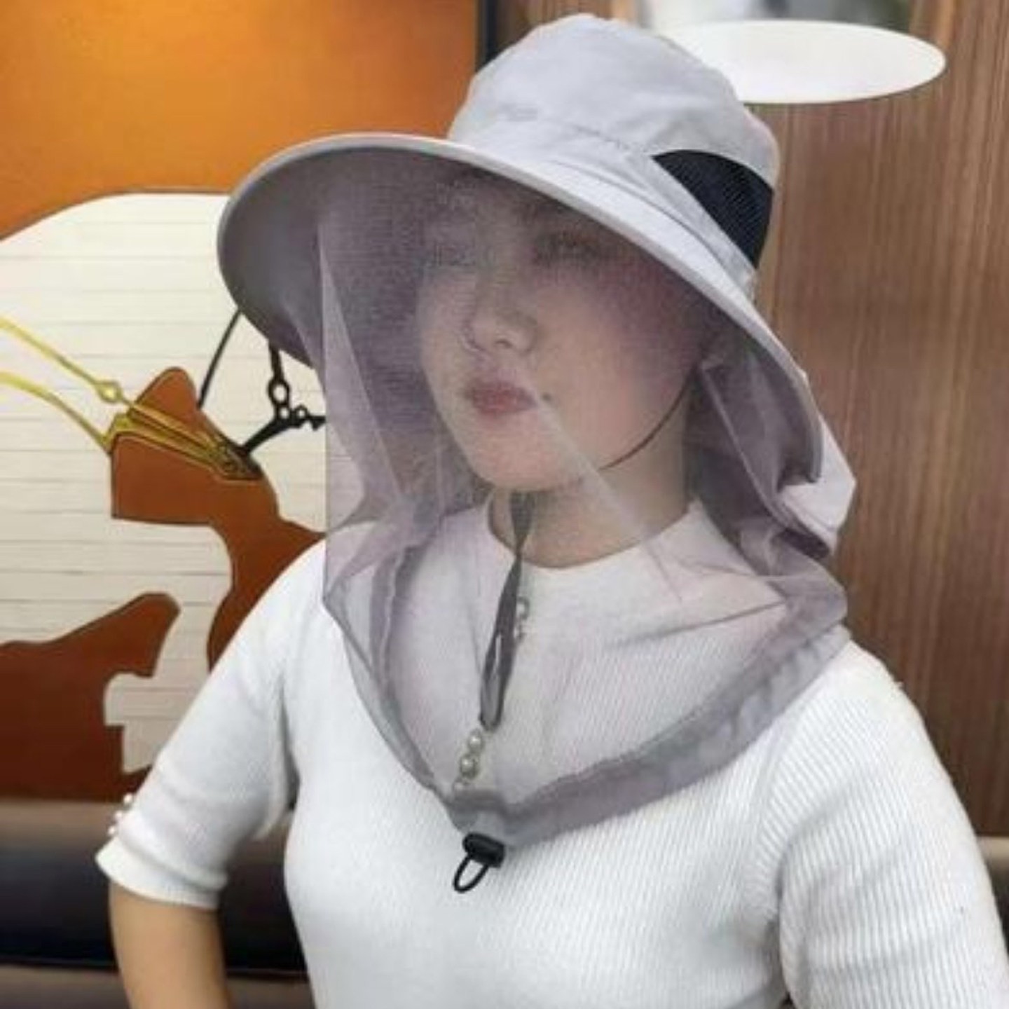 叙溪约帽子面纱一体防晒帽遮阳帽男女透气护颈护脸农用干活防蚊a4