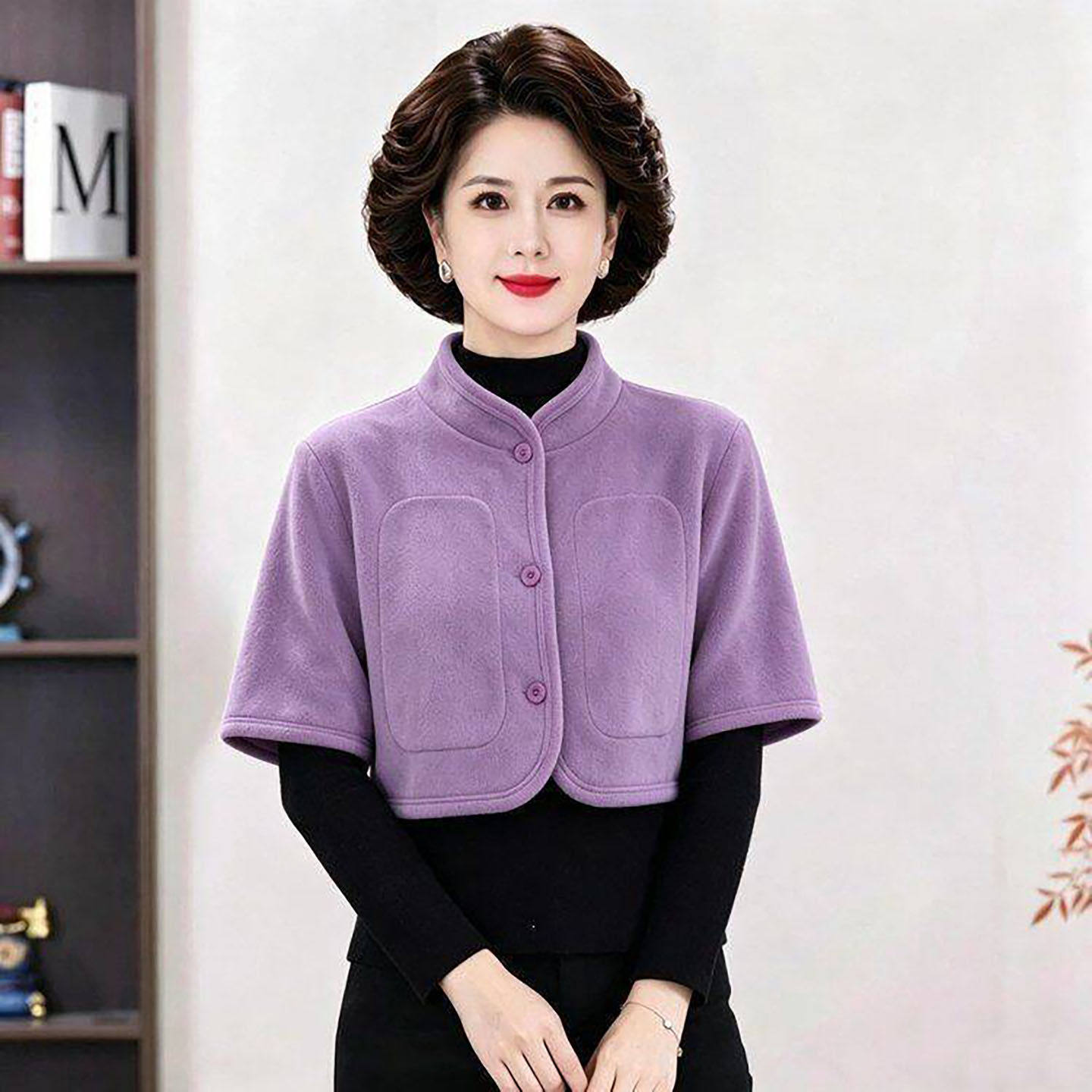 聚光点亮女装中老年加绒护肩马甲女士立领坎肩外套秋冬保暖妈妈a7