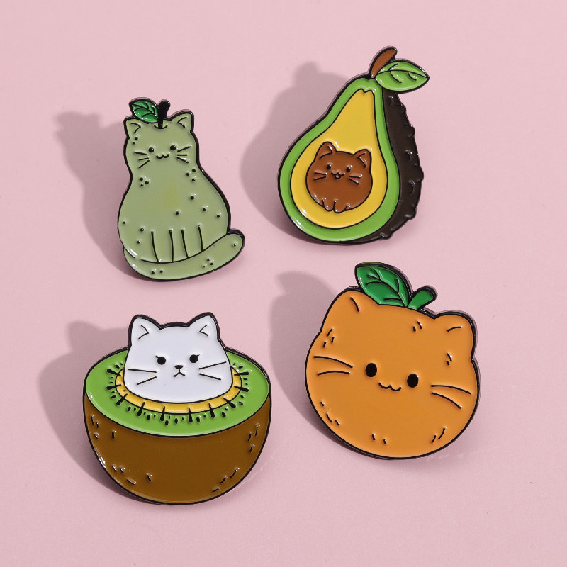 猫咪水果西瓜草莓可爱卡通胸针配饰