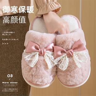 棉拖鞋女款2025新款秋冬季室内居家防滑情侣保暖厚底毛绒拖鞋女士