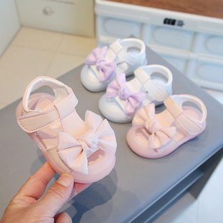 夏季蝴蝶结女宝宝凉鞋0-1岁2包头软底学步鞋6-12个月公主3婴儿鞋