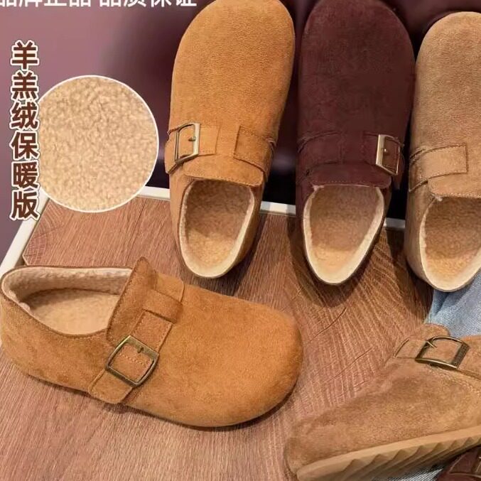 【3厘米羊羔绒勃肯 】扣带复古休闲懒人全包加绒博肯女鞋,女鞋,勃肯鞋/软木鞋,淘宝优惠券,粉丝福利购,淘宝优惠卷