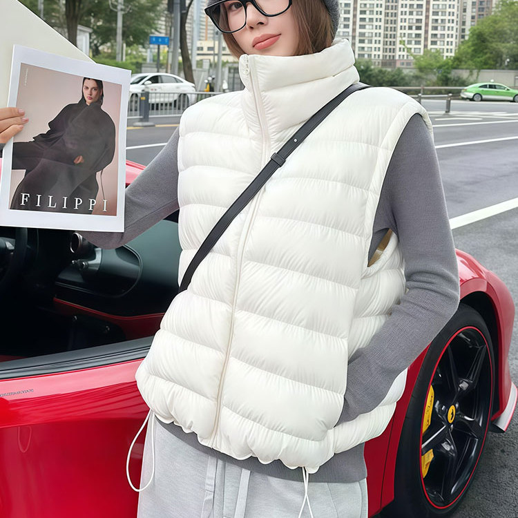 休闲短款小个子白鸭绒背心外套