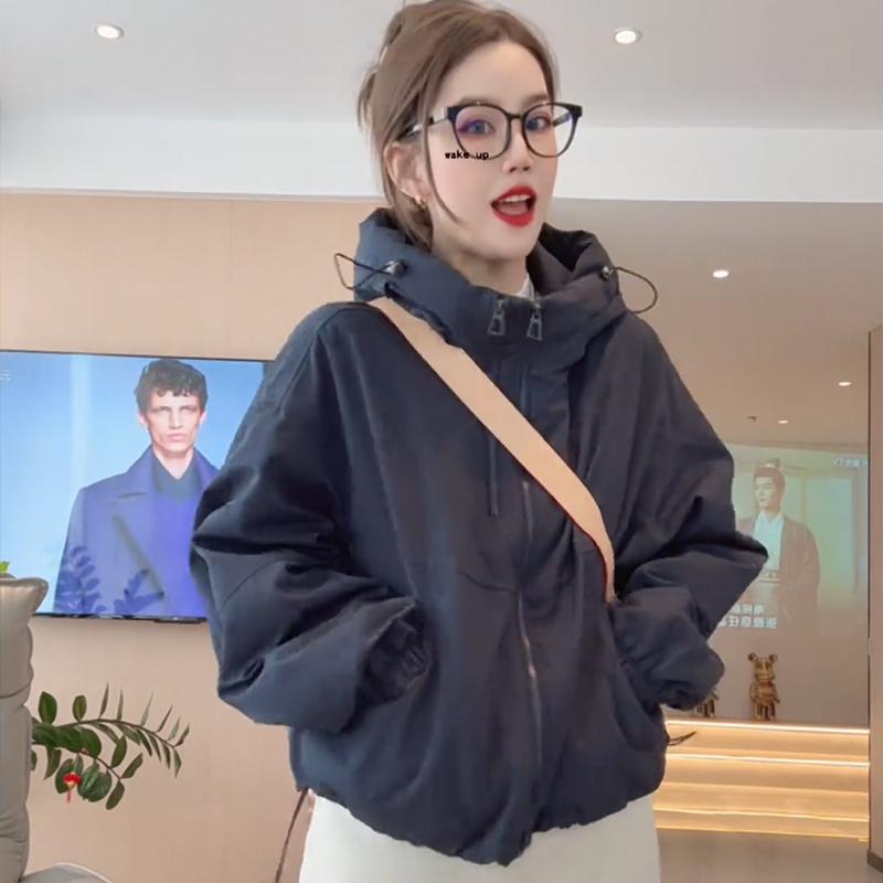 双拉链加棉防风加厚冲锋衣外套女