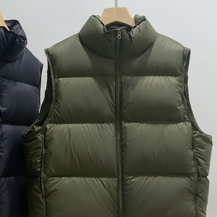 女短款立领白鸭绒羽绒马甲外套