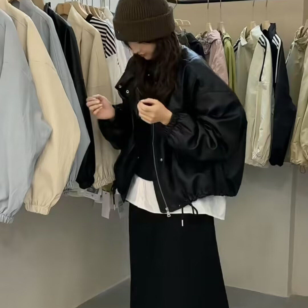 2025春秋新款时尚百搭小个子皮衣