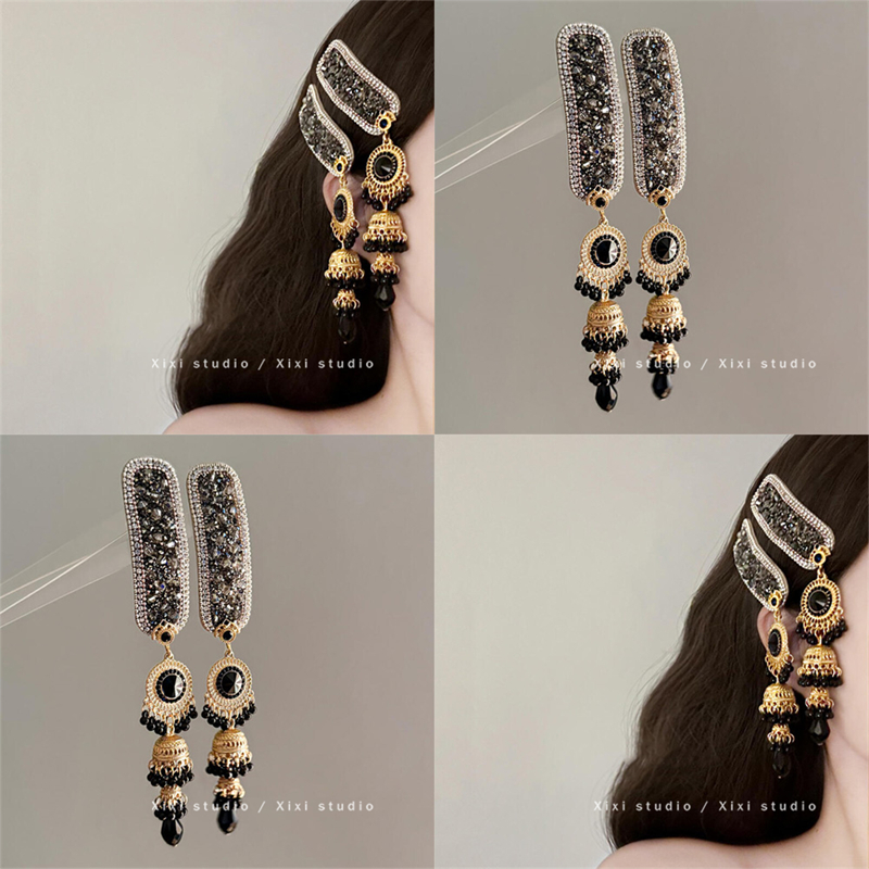 高贵黑金流苏发夹新中式侧边夹