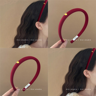 梦华序!酒红色细边发箍!高级感新年头箍旅行发卡百搭压发发捆女