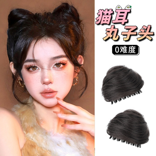 汤姆的梦中情猫蝴蝶结猫耳朵假发头饰发包紫色脖子发饰丸子头抓夹