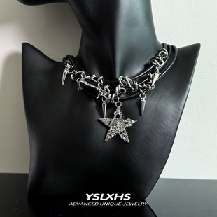 星星铆钉choker亚文化配饰哥特暗黑女Y2K辣妹颈链小众朋克锁骨链