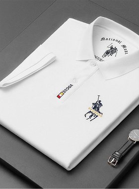 长袖t恤男纯棉春秋短袖夏季保罗polo衫男士秋季中老年爸爸装体恤