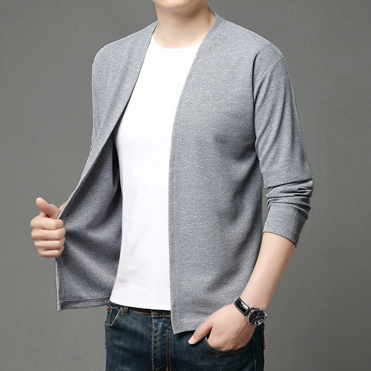 纯色男士冰丝外套新款中年免烫无痕针织衫商务休闲开衫长袖t恤男,男装,针织衫/毛衣,淘宝优惠券,粉丝福利购,淘宝优惠卷
