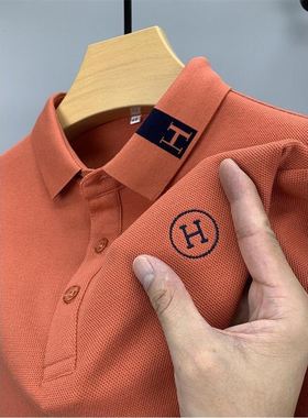 中老年爸爸装男士条纹长袖t恤40岁50中年春秋季上衣服打底polo衫