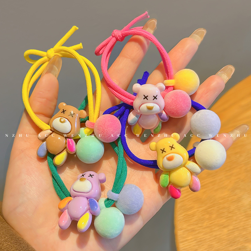 问珠儿童可爱小熊头绳