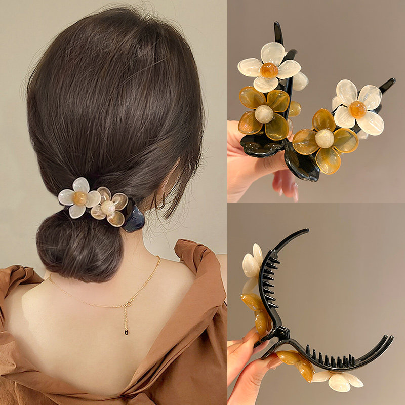 抓夹简约花朵丸子头神器