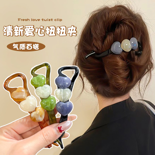 气质马尾夹青蛙扣发夹女2025新款爱心果冻一字夹后脑勺发卡扭扭夹
