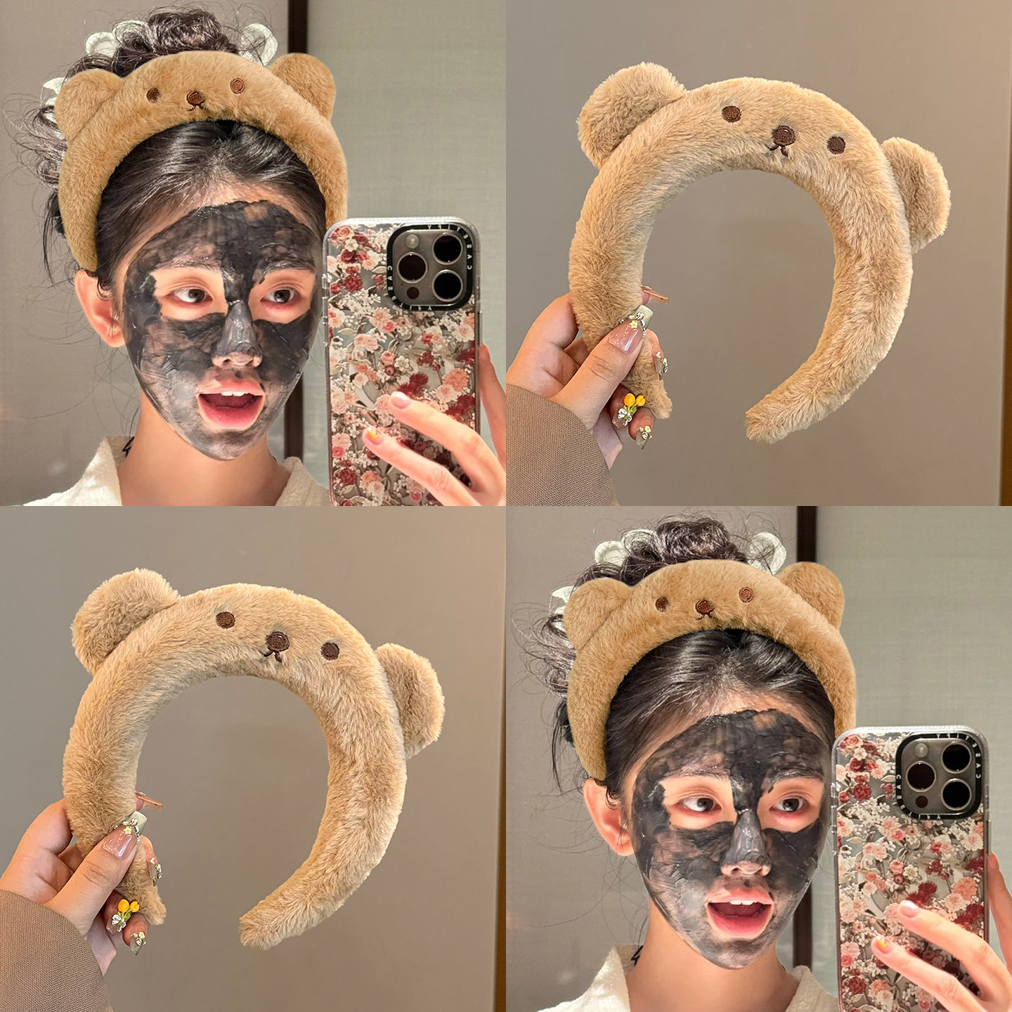 可爱毛绒小熊洗脸束发发箍图片