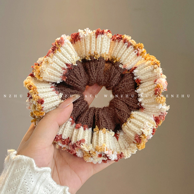 甜美针织花朵发圈大肠发圈