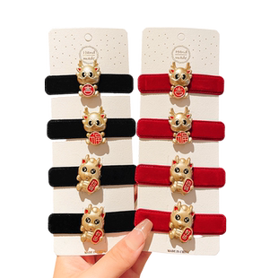 龙年bb夹碎发红色刘海发夹丝绒新年侧边女卡秋冬方形卡子发卡头饰