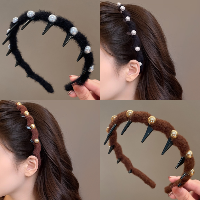 毛线珍珠气质高颅顶发箍