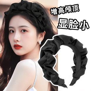 高颅顶头箍显脸小压发发卡头饰 洋气时尚 褶皱花边发箍女款 2024新款