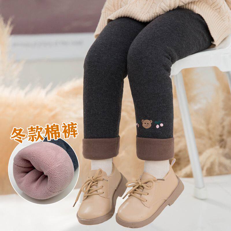 女童加绒打底裤秋冬外穿