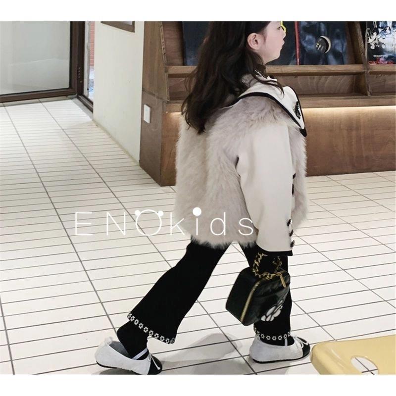 女童一体绒微喇长裤秋冬