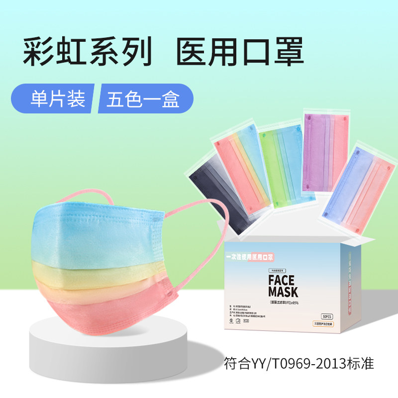 Gradient color medical Mask colour disposable Medical care Mask three layers protect 2021 fashion Alone packingin the  OTC Drug/Medical Devices/Planning supplies , Medical Devices , Masks (Instrument)  category - from Buy2taobao.com to provide professional Taobao agent buy service