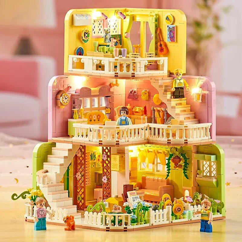 2026新款街景别墅房子积木城堡拼装搭玩具摆件送女孩生日益智礼物