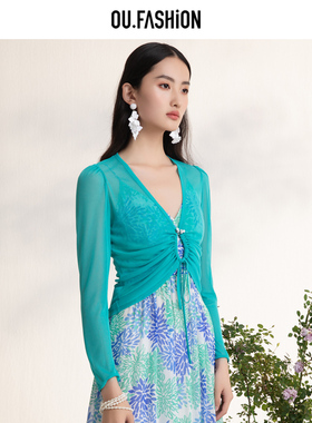 OU./欧点进口针织网小吊带的绝搭小外套1072320763