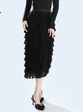 OU.FASHION/欧点荷叶边蛋糕半身裙6112230323