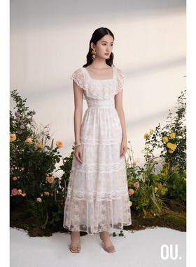 OU./欧点绣花网长款连衣裙1122320616