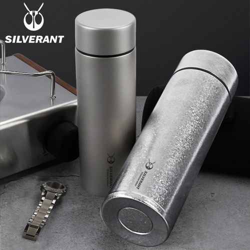 SILVERANT/银蚁纯钛保温杯男士高档双层泡茶杯钛合金高端水钛杯子