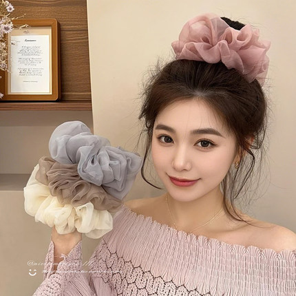 超大蕾丝泡泡大肠发圈女2025新款高级感韩系头绳扎发头花头饰发饰