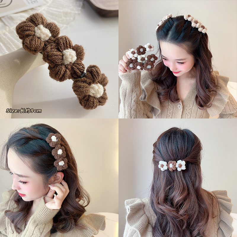 高级感针织毛线编发发夹