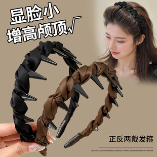 黑色带齿防滑高颅顶发箍女款 高级感日常外戴洗脸头箍发卡 2025新款