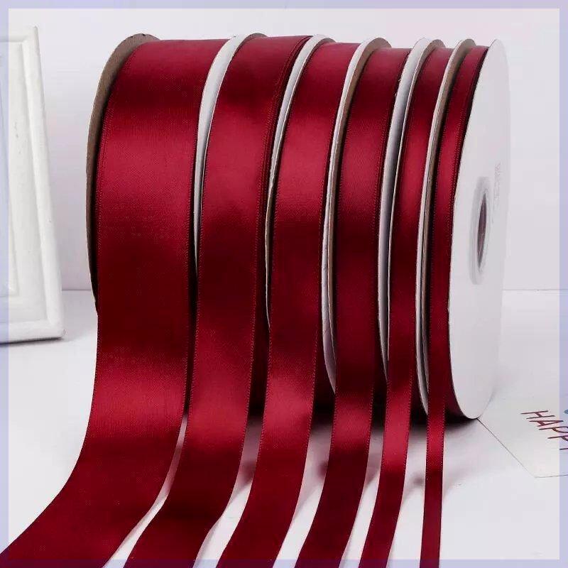 卓彩 酒红色丝带圣诞礼品彩带diy缎带织带花束蛋糕包装装饰红丝带