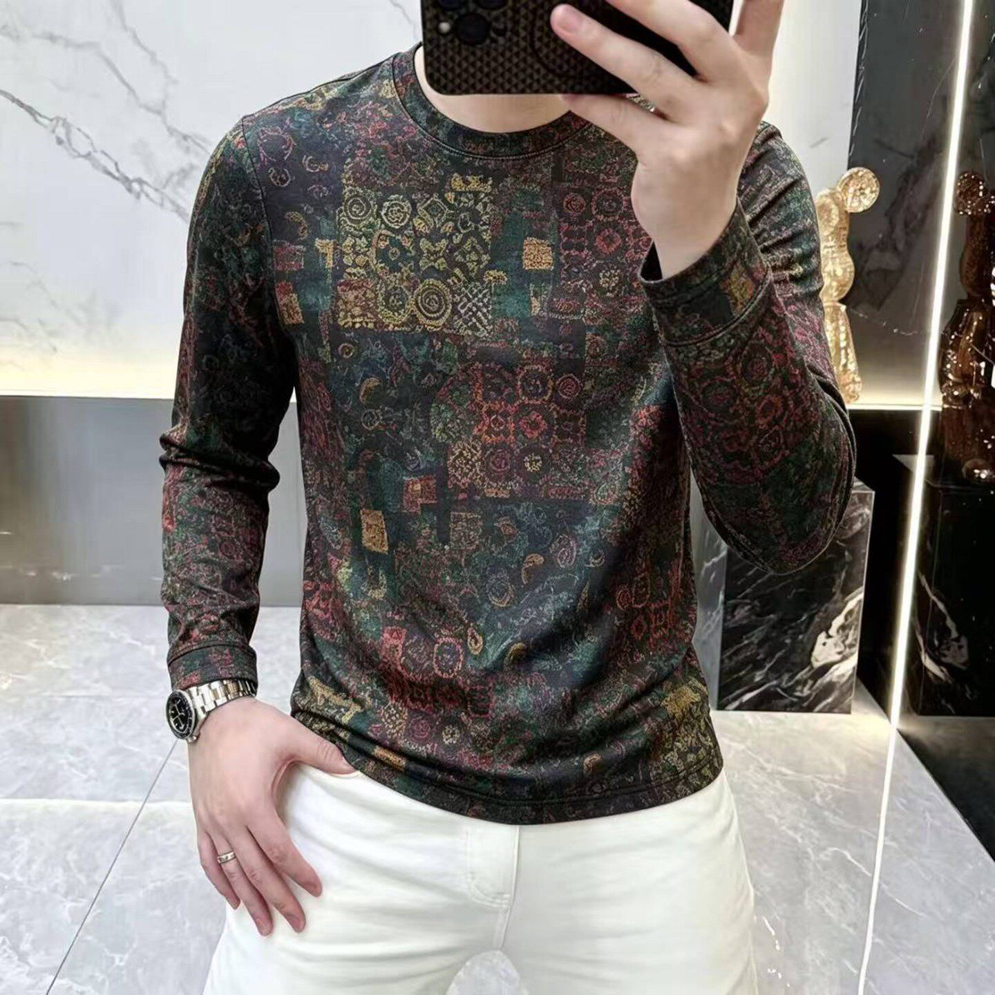 维简优选男装2026秋冬季新款男士圆领印花长袖卫衣时尚休闲T恤a8