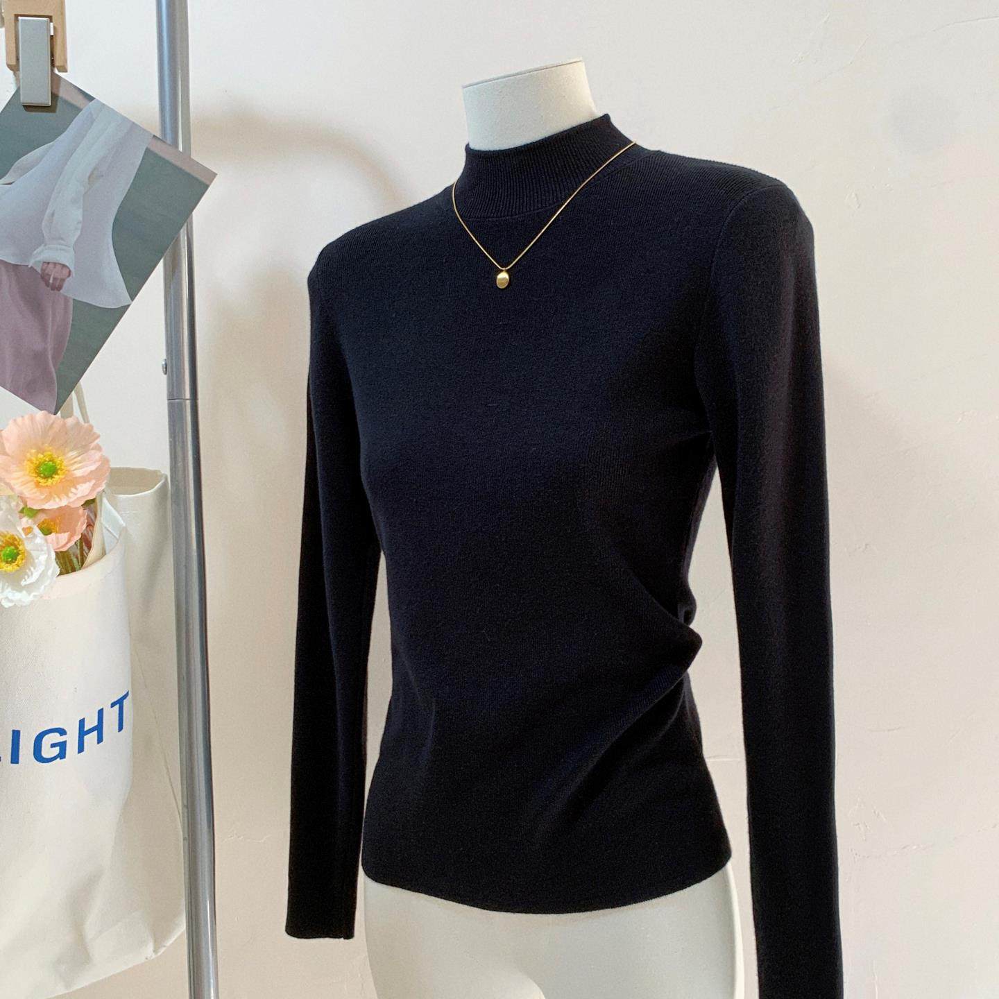 抗起球半高领针织打底衫女2025秋冬季毛衣立领正肩内搭高级感上衣