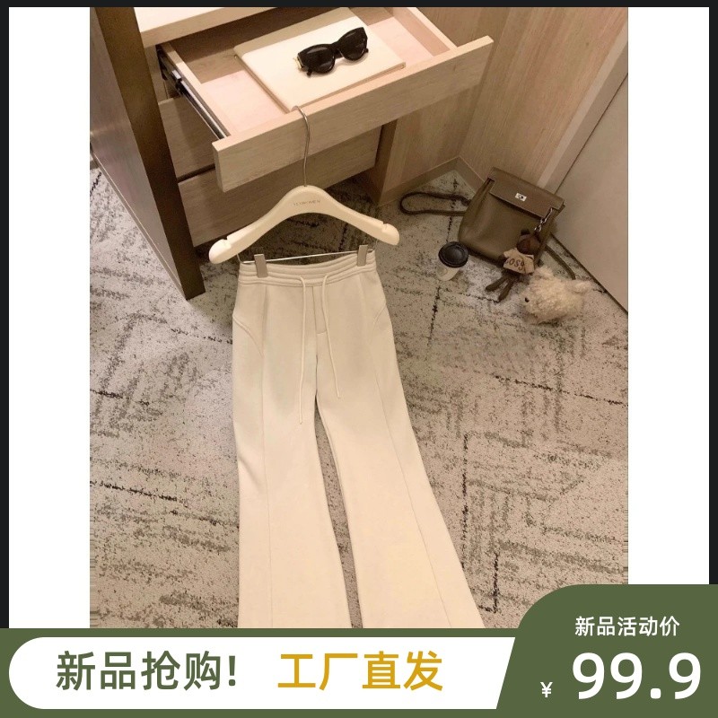 加绒芭比裤子显瘦秋冬季休闲微喇叭百搭高腰闲裤长裤女CK813a92