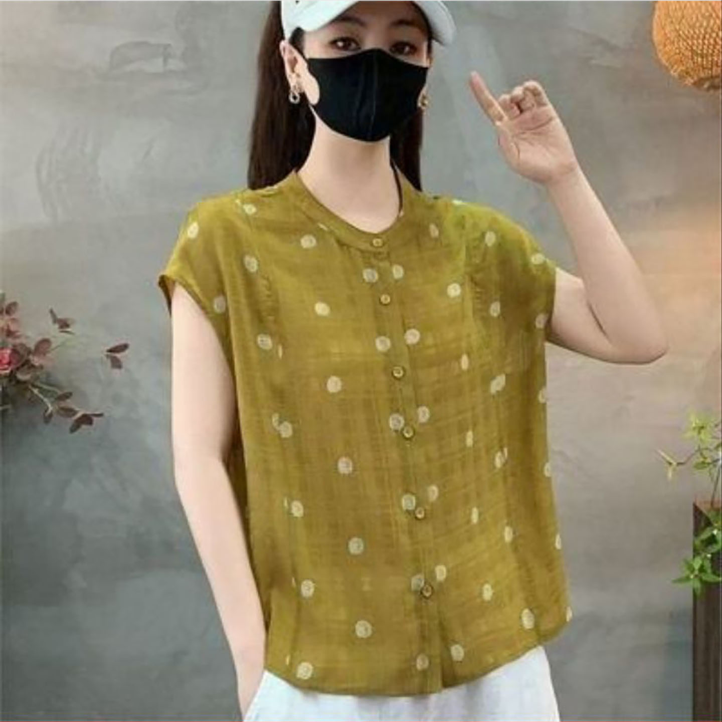 叙溪约女装时尚印花短袖衬衫夏季女士气质半袖小衫透气中年妈a51