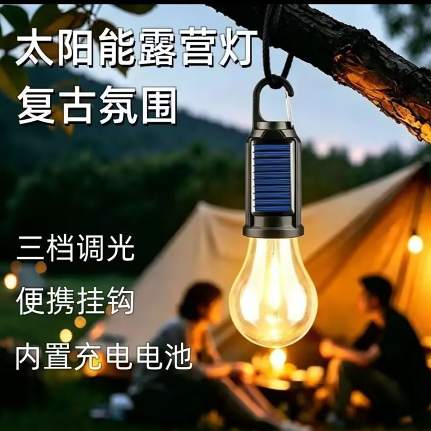 忠言德国进口太阳能露营灯户外超长续航便携照明灯复古多功能灯a4