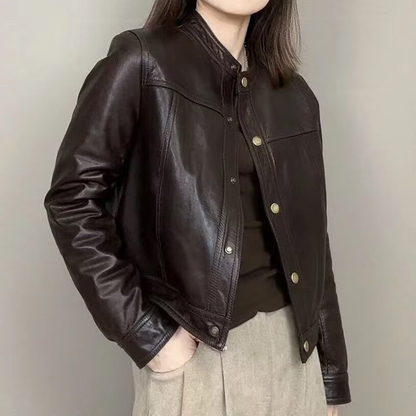 芙霖精选女装店洋气小皮衣外套2026秋季女士短款夹克百搭开衫上a8