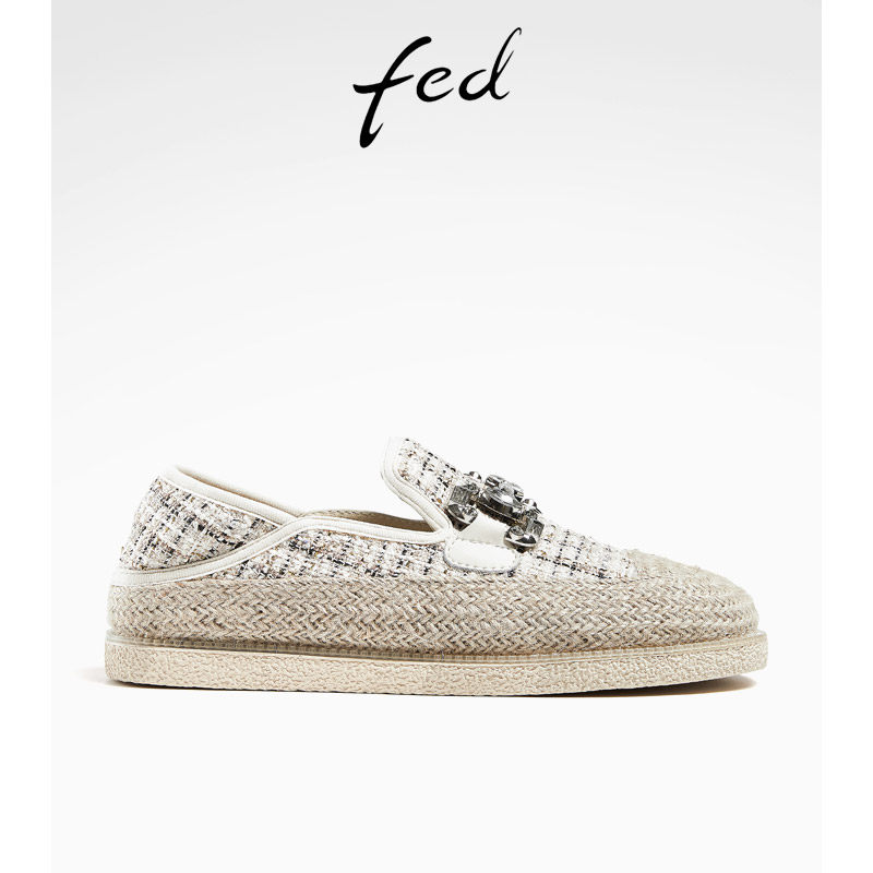 fed渔夫鞋女鞋夏季新款平底单鞋透气一脚蹬懒人鞋女csd267